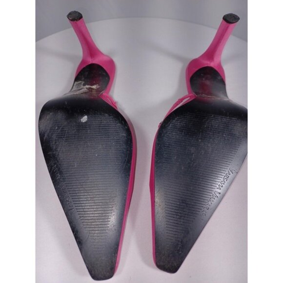 Varsavia Viamara Shoes Womens Size 8.5 Fuchsia Pink Satin Mule Heels Rhinestone - Picture 3 of 10